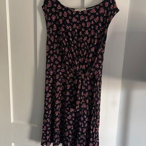 Tie waist floral wrap-illusion dress from LOFT